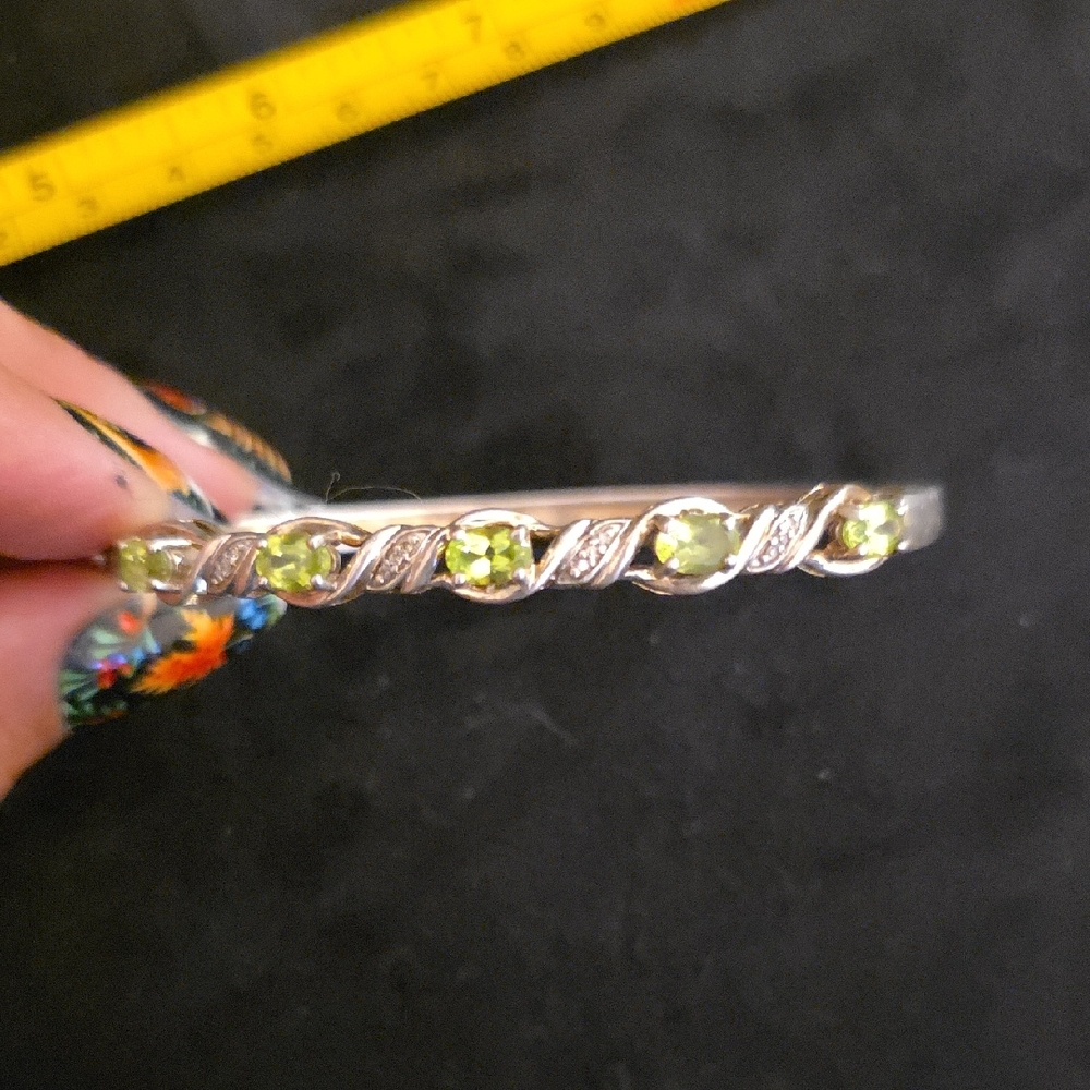 Silver Bracelet with Green Gemstones